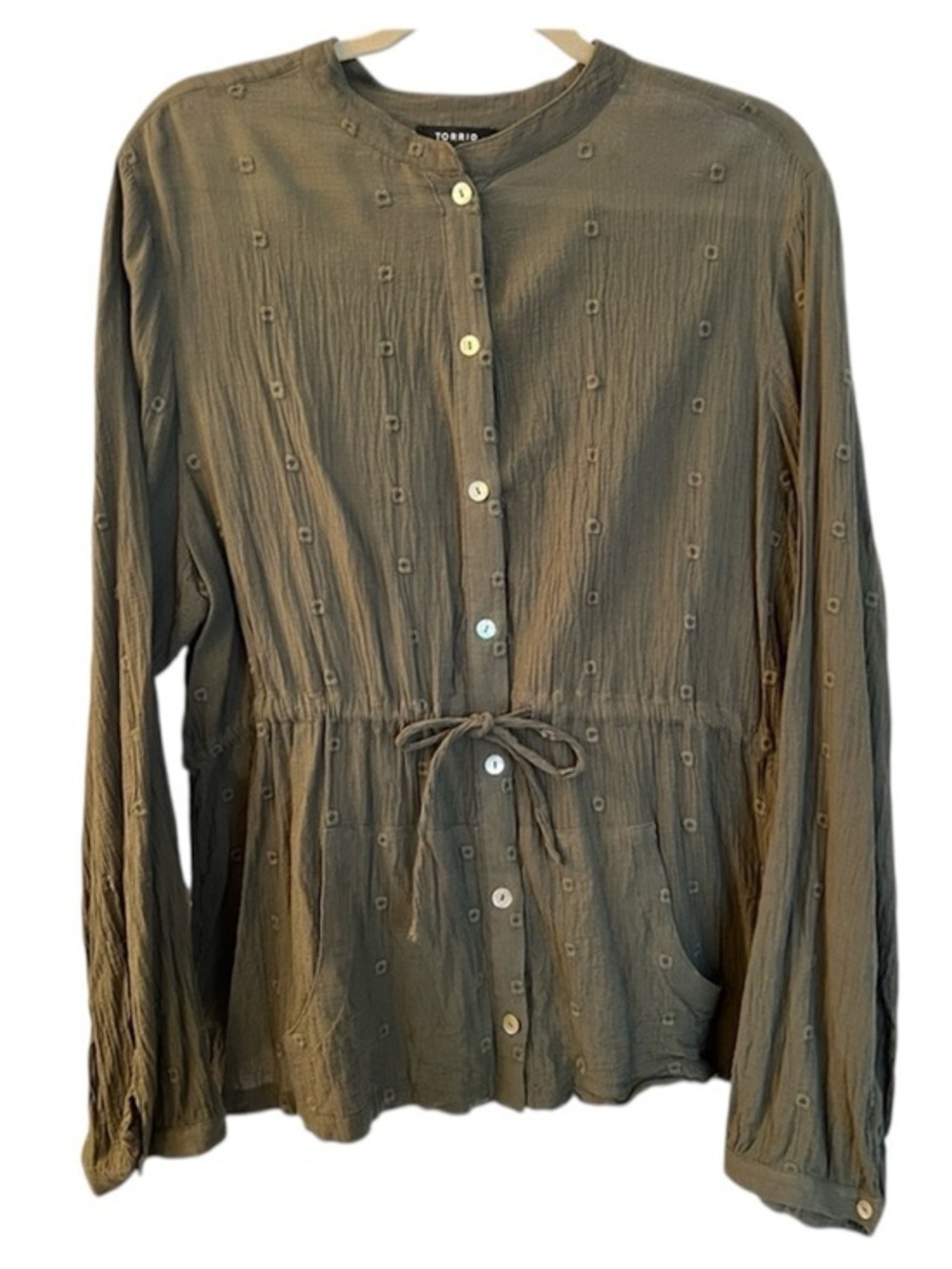 EUC Crinkle Gauze Tie Waist Shirt, Torrid Size 2